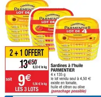 Cora x Carrefour Sardines à l'Huile Parmentier offre