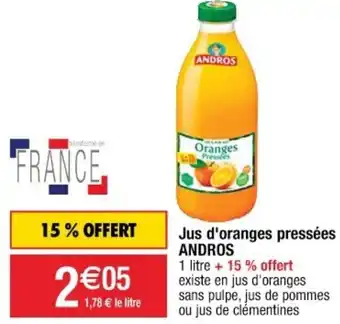 Cora x Carrefour Jus d'Oranges Pressées Andros offre