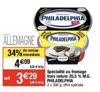 Migros Specialite Au Fromage Frais Nature 25,5% M.G. philadelphia offre
