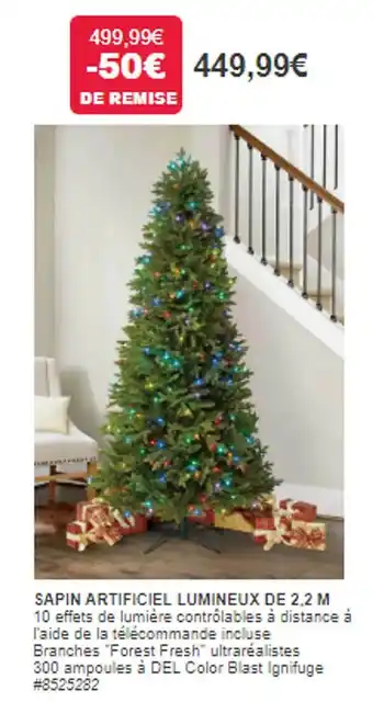 Costco Sapin artificiel lumineux de 2,2 m offre