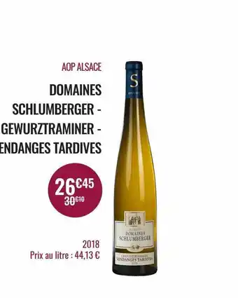 Nicolas Aop alsace domaines schlumberger - gewurztraminer - vendanges tardives offre