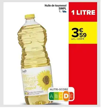 Carrefour Huile de tournesol simpl offre