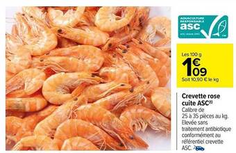Carrefour Crevette rose cuite asc offre
