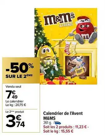 Carrefour Calendrier de l'avent m&m's offre