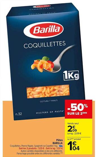 Carrefour Pâtes barilla offre