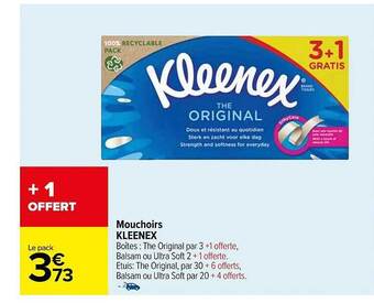 Carrefour Mouchoirs kleenex offre