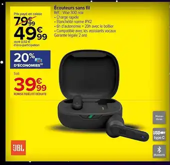 Carrefour Écouteurs sans fil jbl offre