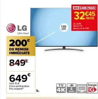 Carrefour Tv led 139 cm lg offre