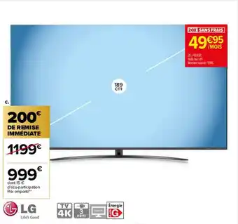 Carrefour Tv led 189 cm lg offre