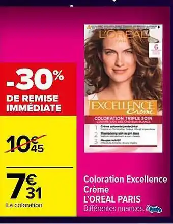 Carrefour Market Coloration excellence crème l'oréal paris offre