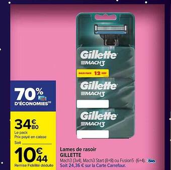 Carrefour Market Lames de rasoir gillette offre