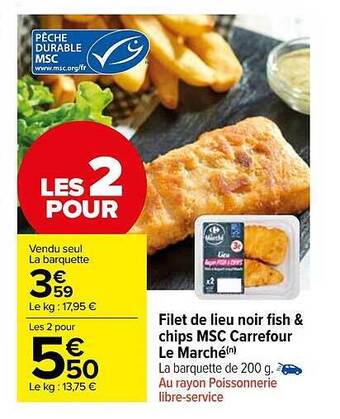 Carrefour Market Filet de lieu noir fish & chips msc carrefour le marché offre