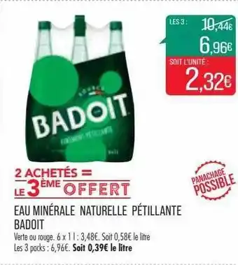 Match Eau minérale naturelle pétillante badoit offre