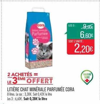 Match Litière chat minérale parfumée cora offre