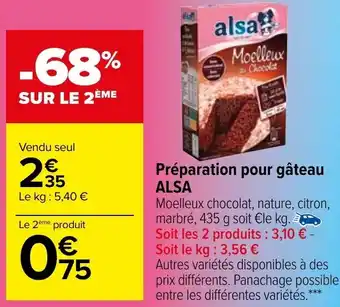 Carrefour Préparation pour gâteau ALSA offre