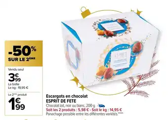 Carrefour Escargots en chocolat ESPRIT DE FETE offre