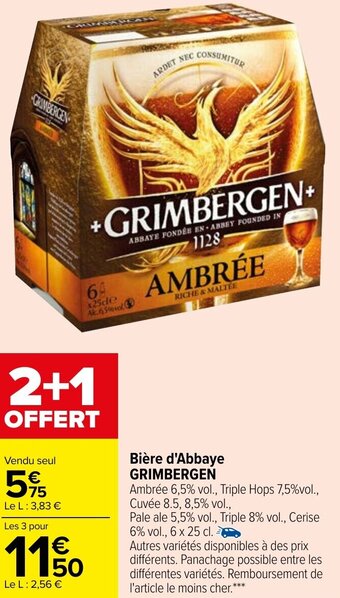 Carrefour Bière d'abbaye GRIMBERGEN offre