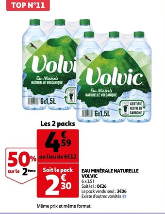 Auchan Eau minérale naturelle VOLVIC offre