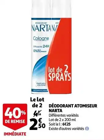 Auchan Déodorant atomiseur NARTA offre