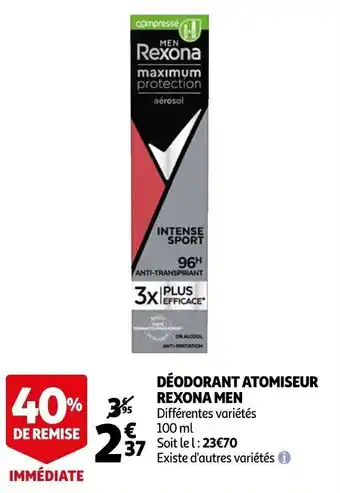 Auchan Déodorant atomiseur REXONA MEN offre