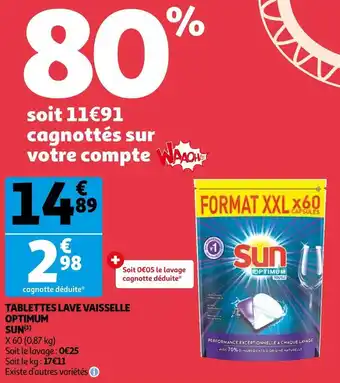 Auchan Sun tablettes lave vaisselle optimum offre