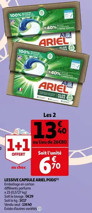 Auchan Ariel lessive capsule pods offre