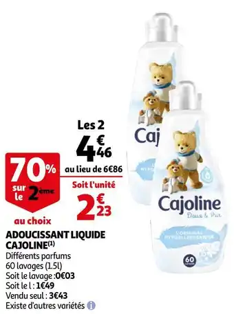 Auchan Cajoline adoucissant liquide offre