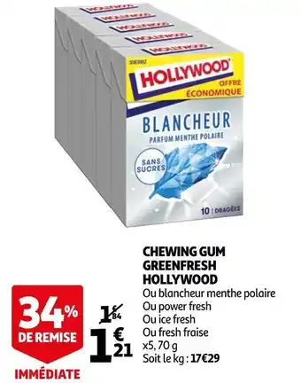 Auchan Hollywood chewing gum greenfresh offre