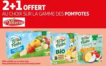 Auchan Materne 2+1 offert au choix sur la gamme des pom'potes de la marque materne offre