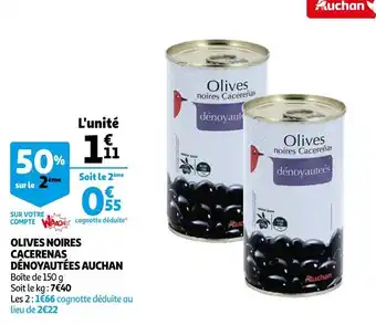 Auchan Auchan olives noires cacerenas dénoyautées offre
