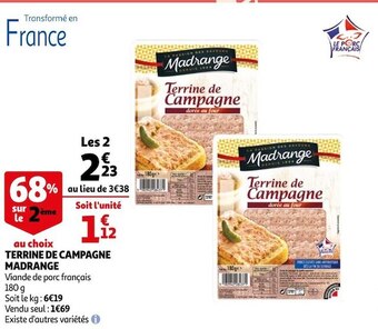 Auchan Madrange terrine de campagne offre