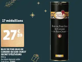 Auchan Secret d'éléveurs bloc de foie gras de canard du sud-ouest offre