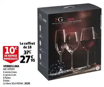 Auchan Secret de gourmet verres lina offre