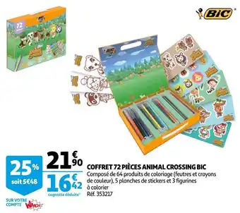 Auchan Bic coffret 72 pièces animal crossing offre