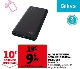 Auchan Qilive batterie de secours 10 000 mah micro usb offre