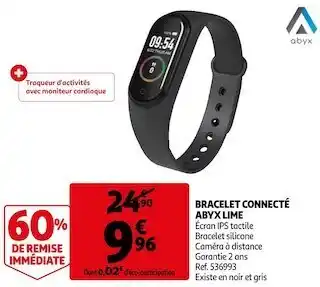 Auchan Bracelet connecté abyx lime offre
