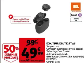 Auchan Jbl écouteurs t125 tws offre
