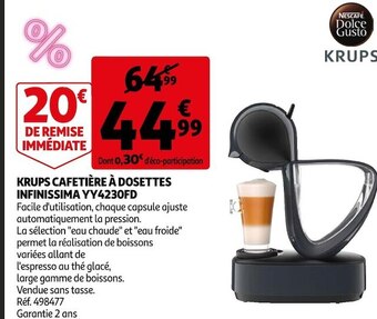 Auchan Krups cafetière à dosettes infinissima yy4230fd offre