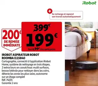 Auchan Irobot aspirateur robot roomba i115840 offre