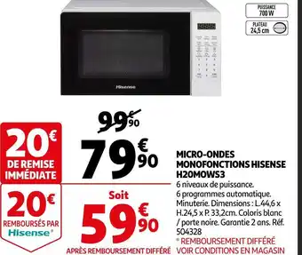 Auchan Hisense micro-ondes monofonctions h20mows3 offre