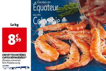 Auchan Supermarché Crevettes entières cuites réfrigérées offre