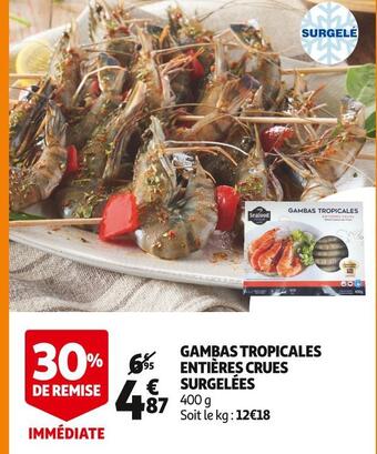 Auchan Supermarché Gambas tropicales entières crues surgelées offre