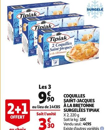 Auchan Supermarché Tipiak coquilles saint-jacques à la bretonne surgelées offre