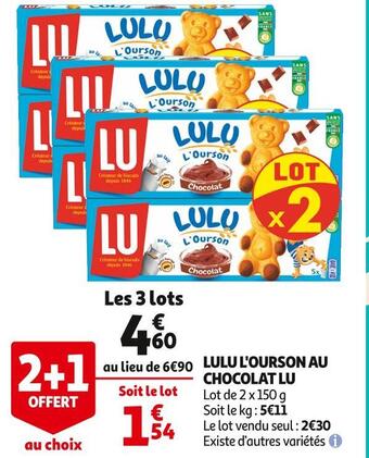 Auchan Supermarché Lu lulu l'ourson au chocolat offre