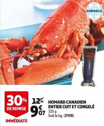 Auchan Supermarché Homard canadien entier cuit et congelé offre