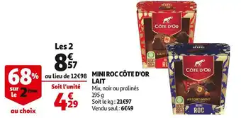 Auchan Supermarché Côte d'or mini roc lait offre