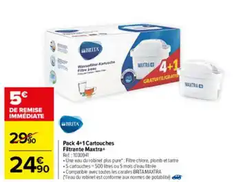 Carrefour Pack 4+1 Cartouches Filtrante Maxtra+ offre