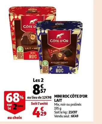 Auchan Mini Roc Cote d'Or Lait offre