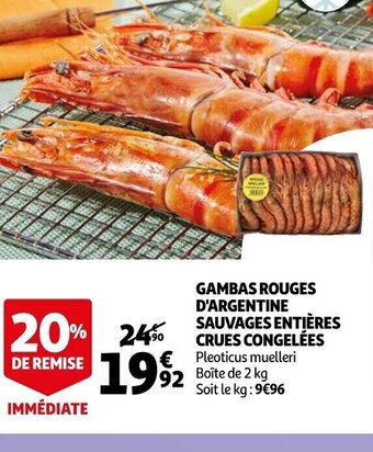 Auchan Gambas Rouges d'Argentine Sauvages Entieres Crues Congelees offre