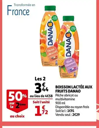 Auchan Boisson Lactee Aux Fruits Danao offre
